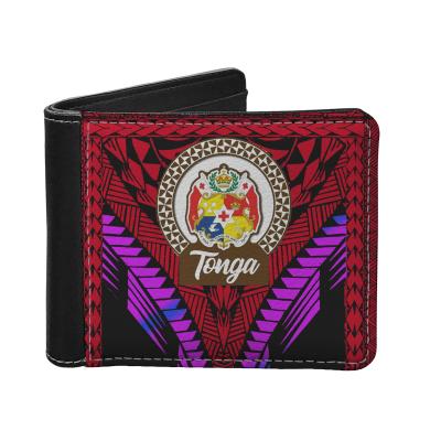 China TONGA LOGO Design Casual Wallet High Quality Pu Shorts Waterproof Polynesian Samoan Tribal Custom Leather Young Men Men Wallet for sale