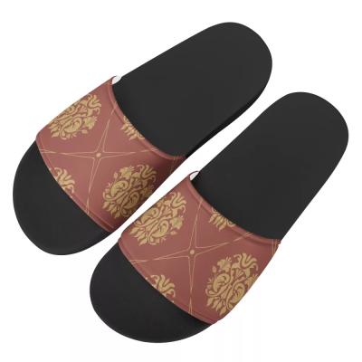 China Good Quality EUR Flower Non-slip Slippers Fashion Trend Style Outdoor Casual Logo Printing Golden Pattern For Unisex Custom Made Fashionable Slippers for sale