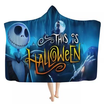 China 2021 Trick or Treat Halloween Blanket Warm Fit PORTABLE Anti-Pilling Pattern Comfortable Hooded Wearable Plush For Adult Blanket for sale