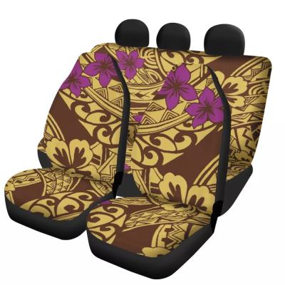 China 2021 Car Washable Anti-Slip Seat Covers For Women And Men Hawaii Plumeria And Polynesian Printed Luxury Design Auto Seat Covers Universal for sale