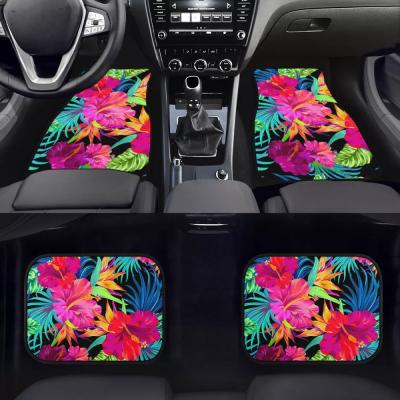 China Easy Cleaned Auto Floor Mats Fashion Car Mats Hibiscus Printing Car Mats Set Dust Proof Polynesian Luxury Custom Made Universal for sale