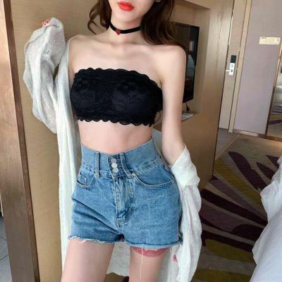 China POLYESTER / NYLON women padded seamless tube top pretty lace bandeau top tube bra girl bra free size top 3 colors for sale