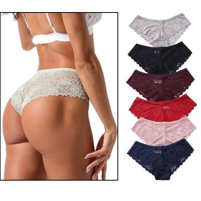 China Breathable Women's Sexy Lingeries Hollow Out Brief For Girl Bikini Panties Lace Clips High Quality Transparent Panties for sale