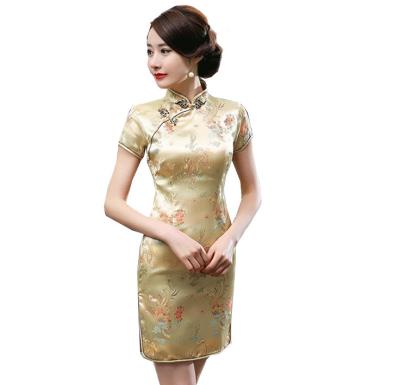 China women dragon embroidered short chinese qipao plus size cheongsam dress CD001 for sale