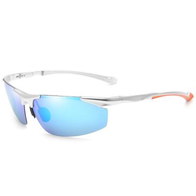 China Sports Sunglasses Half Frame Semi Rimless Sport Aluminum Magnesium Cycling Photochromic Color Changing Polarized Sunglasses for sale