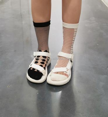 China DYWS-1387 Antibacterial Mesh Transparent Socks Women Pure - Lace Up Ultra Thin Mesh See The Ankle Crew Sock for sale