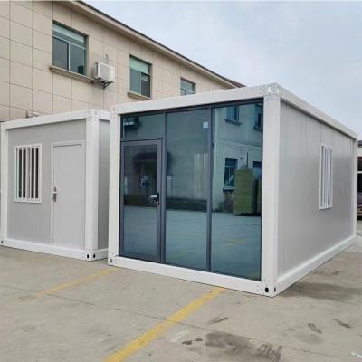 China 20FT/40FT Customized Floor PVC Board Detachable Container House with Modern Fiber Glass Roof and Multi- Glass Curtain Wall for sale