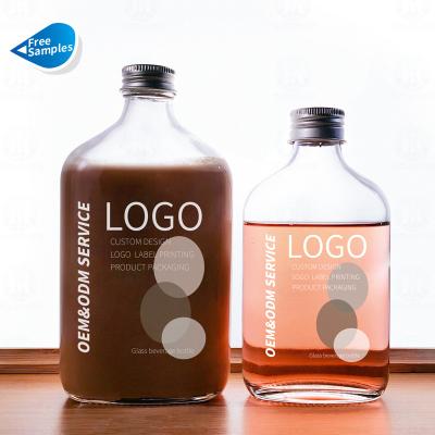 China Wholesale 50ml 110ml 200ml 250ml 350ml 500ml Beverage Clear Beverage Glass Bottle For Juice Coffee Tea Alcoholic Drink With Screw Top for sale