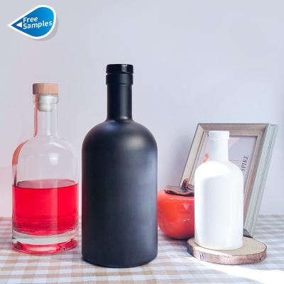 China Beverage Juniper Matte Black Glass Bottle Empty Wine Bottle 375ml 500ml 750ml 1000ml Olive Oil Glass Bottle With Wooden /metal Cork for sale