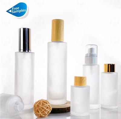 China Wholesale 30ml 50ml 60ml 90ml 100ml 120ml frosted glass lotion bottle skin care product cosmetic bottle with head and pump cap for sale