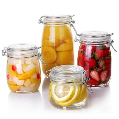 China Wholesale 16oz 25oz 1L 1.5L 2L 3L 4L Airtight Small Food Clear Storage Glass Jar With Clip Top Lid For Food for sale