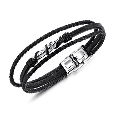 China TRENDY Fashion Mens Feather Poly Urethane Clasps Stainless Steel Fancy Bracelets for sale