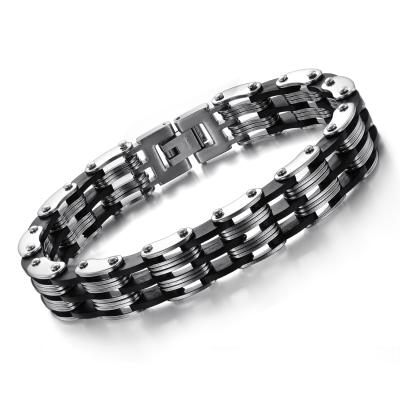 China FASHIONABLE Personality Silicon Men Cuban Bracelet Customize Bargain Vintage Stainless Bracelets for sale