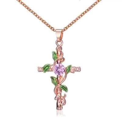 China Wholesale FASHIONABLE statement necklace tasty leaf entwined pendant cross necklace for sale