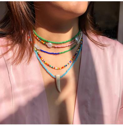 China Trend Ethnic Style DIY Necklace Jewelry Handmade Colorful Soft Ceramic Beads Necklace for sale