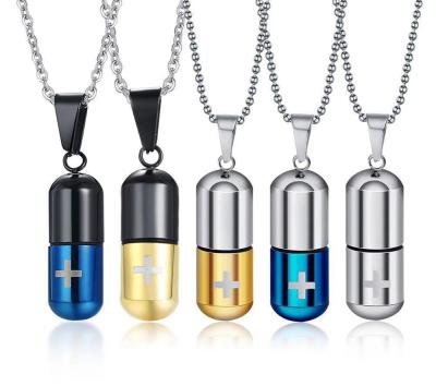 China Fashion trend 2022 new capsule cross necklace can open anti allergy couples stainless steel necklace for gift for sale