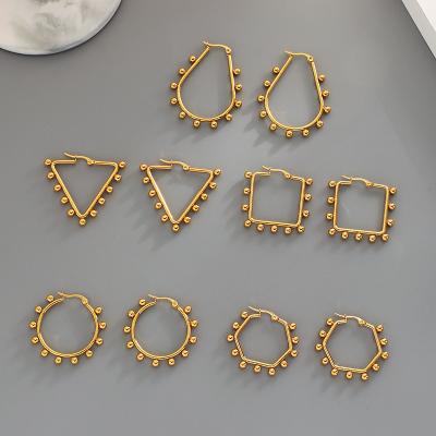 China Fashion Polygonal Earrings Wholesale Small Ring Earrings For Women Stainless Steel Gold Fashion Earrings for sale