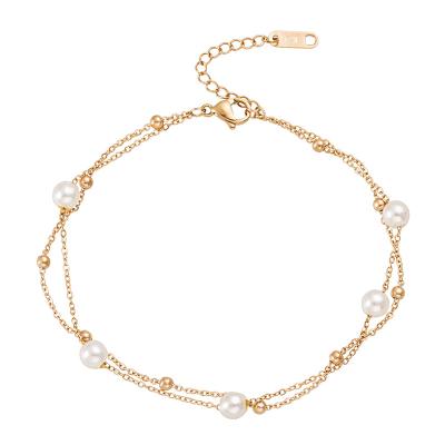 China Custom Environmental Protection DIY Anklet Design Ball Gold Chain Beaded Anklet Foot Jewelry Women Accessory Bracelet for sale