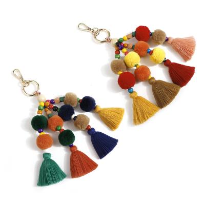 China Simplicity Cotton Yarn Tassel Tassel Charm Pendant Colorful Bag Key Chain Tassel Bag Cotton Pendant for sale