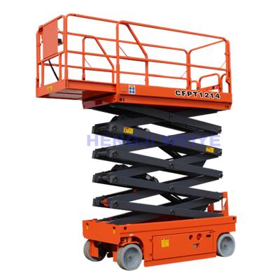 China Easy Operation Safety Convenience 6-14m Heavy Duty Battery Driven Self Propelled Hydraulic Scissor Lift Joystick for sale