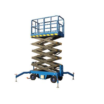 China New Design Scissor Lift Two Wheels Easy Movable Traction Convenience Safety Operation Lifting Platform With Fast Traveling Speed for sale