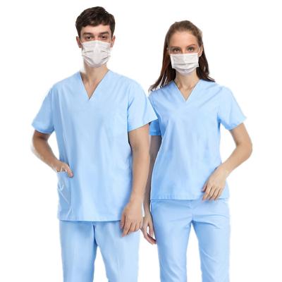 China Safe Disposable Uniform Scrub Suit 60g Spunlance Nursing ScrubsShort Sleeve SMS Hospital Scrubs Suit Set Clothing for sale