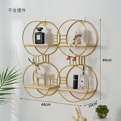 China Metal Shelf Hexagon Shelf Figure Wall Hanging Book Figures Flower Pot Viable Floating Geometric Wooden Geometric Display Stand for sale