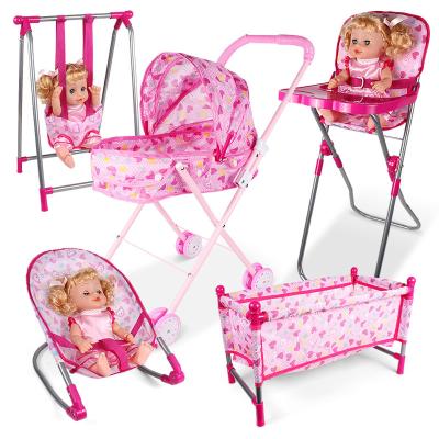 China Changeable Clothing 12 14 Inch Doll With Playpen, Rocking Doll Bed Chair And Dining Chair for sale