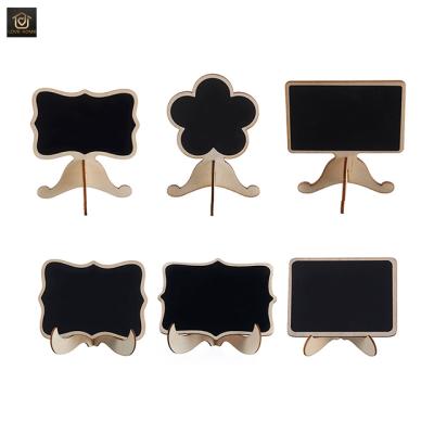 China Eco-friendly Handmade Wooden Small Blackboard Restaurant Party Wooden Drawing Board DIY Message Table Crafts Decoration for sale