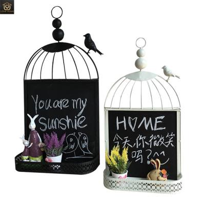 China Eco-friendly Retro Birdcage European Style Birdcage Blackboard Message Table Cafe Bar Restaurant Restaurant DIY Wall Hanging Decoration for sale