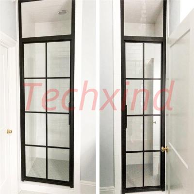 China Waterproof Steel Retractable Screen Black Interior Hinged Handles Design Double Barn Doors for sale