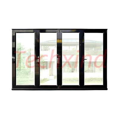 China Heat Insulation Farmhouse House Cabinet Built In Wardrobe Automatic Aluminum Glass Accordion Sliding Doors for sale