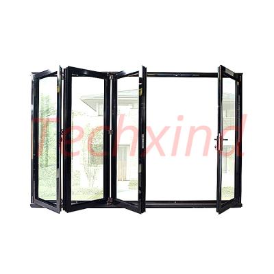 China Heat Insulation Bi Fold Double Glazed Farm House Sliding Balcony Backyard Backyard Glass Doors for sale