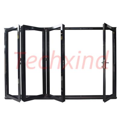 China Thermal Insulation Bi Fold Barn Doors 28 x 80 Aluminum Exterior Glass Bedroom Double Fold Bifold Hinge for sale