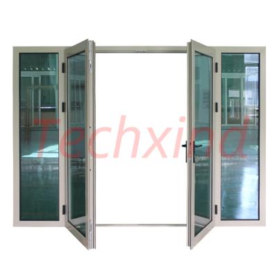 China Heat Insulation Aluminum Folding Curved Sliding Patio Wrought Iron Security Bifold Screen Doors for sale