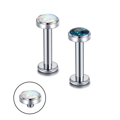 China 2022 FASHIONABLE Opal Internal Threaded Stud Jewelry Multicolor G23 Opal Labret Titanium Stone Ear Helix Cartilage Tragus Piercing Flat Base for sale