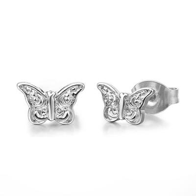 China CLASSIC Wholesale Hypoallergenic Butterfly Shaped Butterfly Shaped Stud Earring Screw Post G23 Titanium Back Jewelry Perforation For Woman for sale