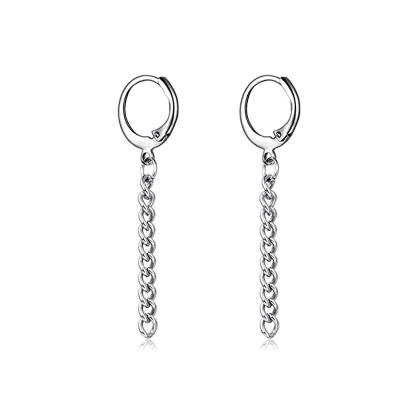 China Factory Customization Stainless Steel Punk Chain Dangle Earring Jewelry Huggie Circle Piercing Punk Hypoallergenic Earrings for sale