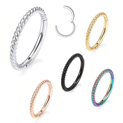 China 16g Twist Shape Jewelry Piercing Nose Circles Septum Segment Rings Ear Cartilage Helix Conch Rook Twist Shape 316 Stainless Steel Nose Rings for sale