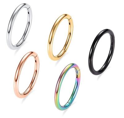 China Manufacturer Punk Jewelry Piercing Lip Circle Ear Helix Cartilage Hinged Nose Ring Stainless Steel Segment 316 Septum Rings for sale