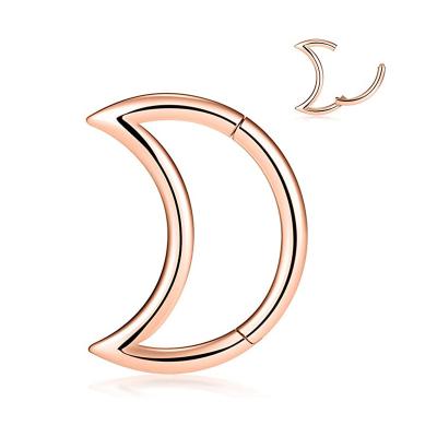 China Factory Punk 16g Nose Hoops Jewelry Ear Daith Helix Piercing Tragus Hinged Segment Septum Rings Crescent Moon Nose Rings Stainless St for sale