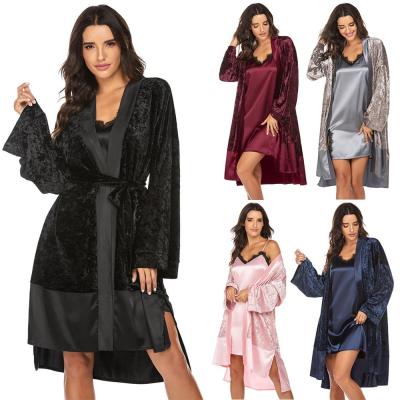 China New autumn and winter thermal pajama women's long-sleeved flannel nightgown luxury leisure home wear long-sleeved sleepwear for sale