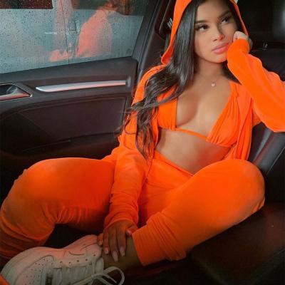 China X30018S Breathable spring hoodie pantsuit / 2021 summer women plush express yoga suit for sale