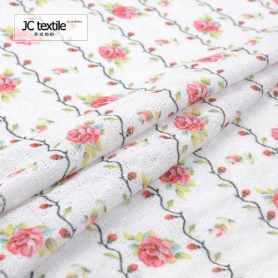 China Sustainable Nice Hand Feel Top Quality Floral Embroidery Printed Fabric Fashion For Blouse for sale