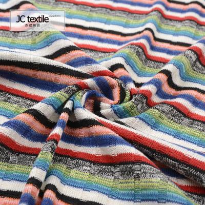 China Luxury Smooth Stretch China Factory Colorful Stripe Polyester Fabric for sale