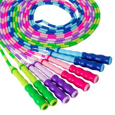 China 2022 New Goods Adult Children's Fitness Sports Soft Beaded Color Adjustable Plastic Jump Rope Beads Jump Rope for sale