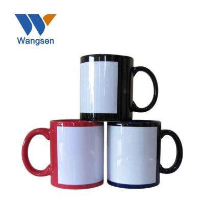 China Viable 11oz White Sublimation Patch Mug-Black/Red/Blue for sale