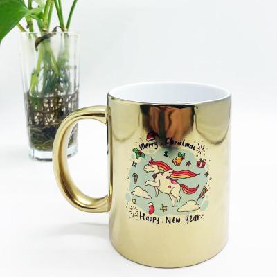 China Sustainable 11oz Sublimation Plating Gold/Silver/Rose/Blue Ceramic Mug for sale