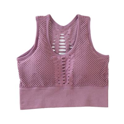 China QUICK DRY high quality ladies support cross high back push up sports bra with holes for sale