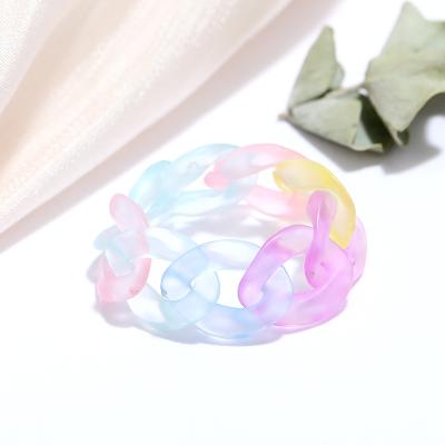 China Fashionable Candy Color Plastic Resin Ring Waterproof Environmental Free Size Gradient Color Twist Braid Youth Cool Resin Rings for sale